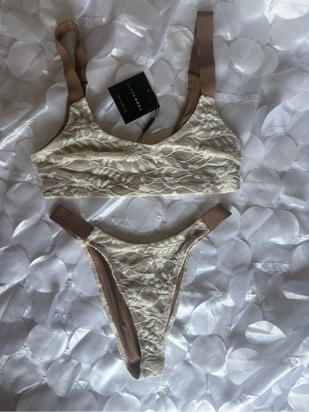 JLUXLABEL Cream Lace Swimsuit